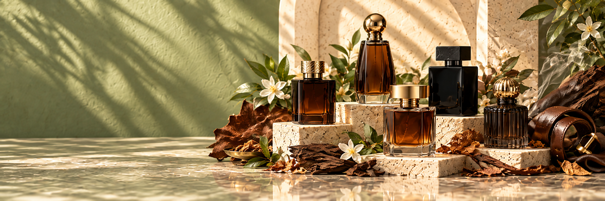 Leather Perfumes collection banner at Aromaos Perfumes