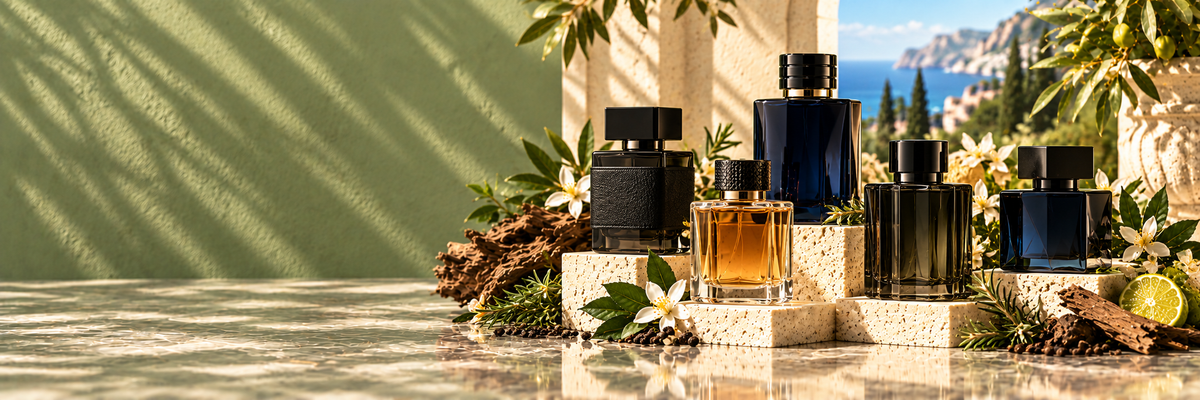 Male collection banner at Aromaos Perfumes