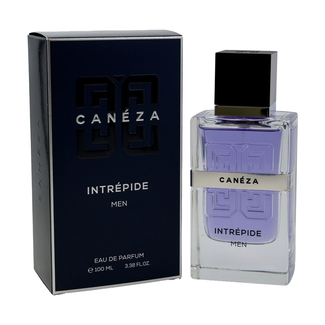 Caneza Intrepide Men Eau de Parfum 100 ml / 3.4 fl oz – Bottle with retail box on a white background