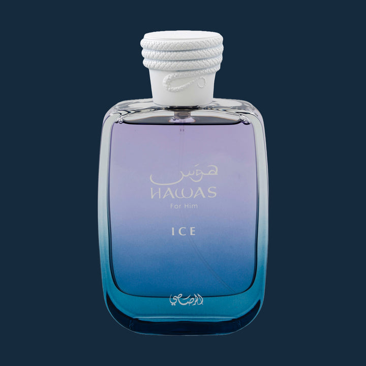 Rasasi Hawas Ice for Him Eau de Parfum 100 ml / 3.4 fl oz – Themed studio photograph